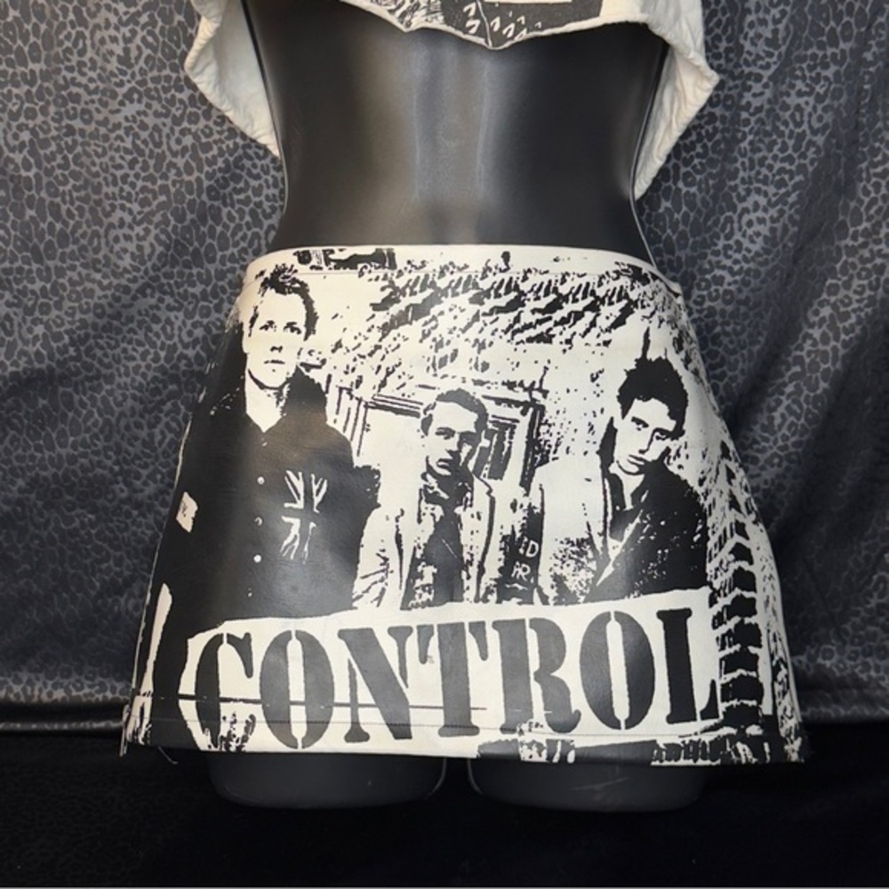 VTG 90’s The Clash “CONTROL” Graphic Mini Skirt by Glamhead Small